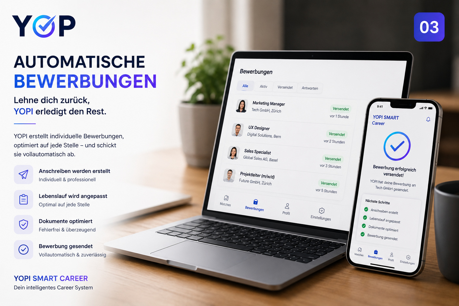 YOPI Smart Career automatischer Bewerbungscheck